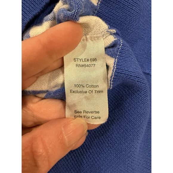 Cabi Blue Grey Plaid Cardigan Sweater Size Large Frame Pattern Preppy Academia - Picture 6 of 7